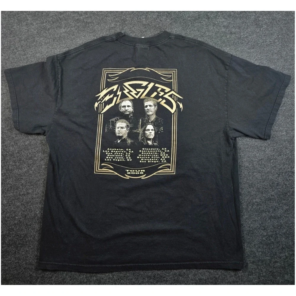Vtg 2005 Eagles Tour Men's Black Concert Band T-Shirt Classic Rock Size XL